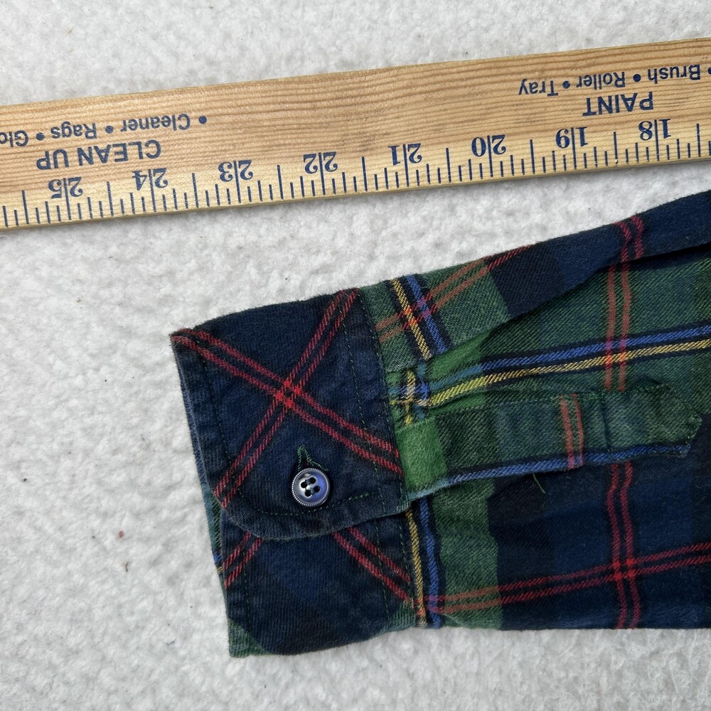 Matchstick Shirt Womens Large Green Navy Plaid Flannel Button Front Long Sleeve - Picture 12 of 13